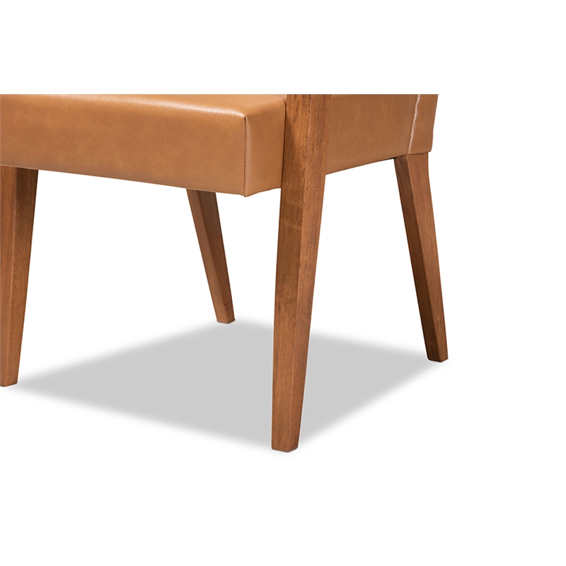 Baxton Studio Andrea Faux Leather Accent Chair in Tan/Walnut Brown (Set of 2)