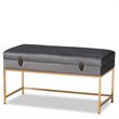 Baxton Studio Aliana Velvet Fabric and Gold Finished Metal Large Ottoman