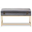 Baxton Studio Aliana Velvet Fabric and Gold Finished Metal Large Ottoman