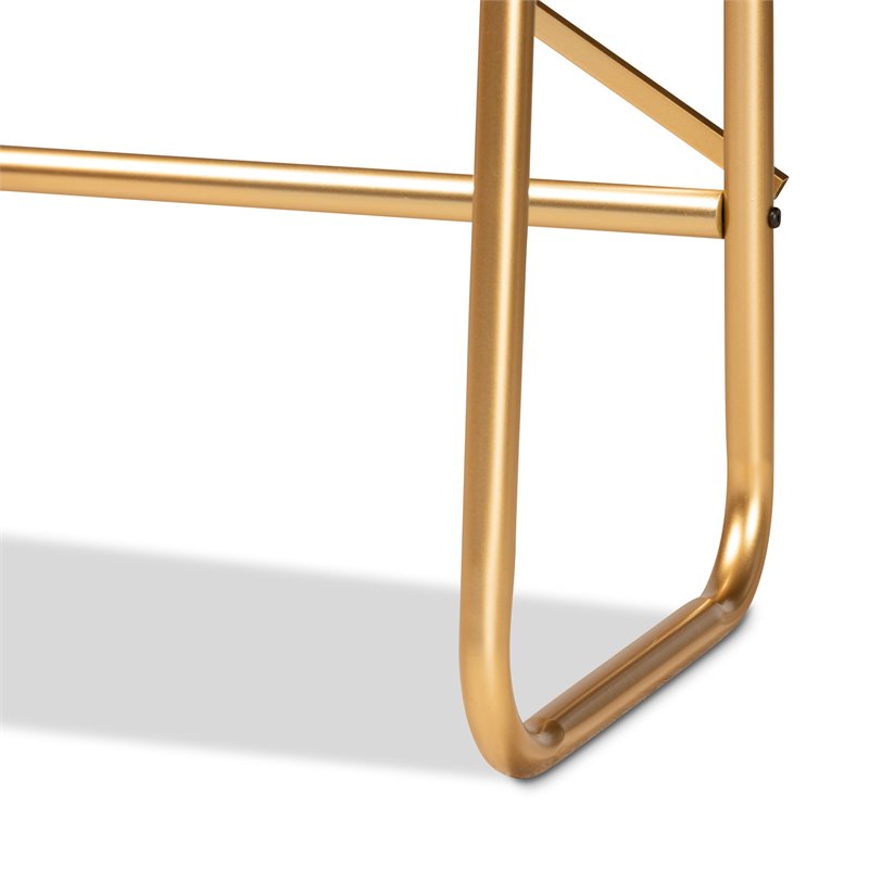 Baxton Studio Merida Gold Brown Finished Wood 2-Tier Queen Size Shelf