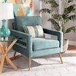 Baxton Studio Leland Velvet Upholstered Accent Chair in Blue with Gold Legs
