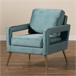 Baxton Studio Leland Velvet Upholstered Accent Chair in Blue with Gold Legs