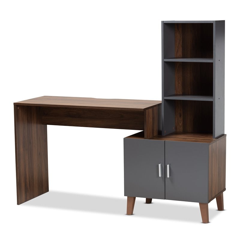 Baxton Studio Jaeger Two-Tone Brown and Dark Grey Finished Wood Desk
