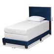 Baxton Studio Tamira Glam Navy Blue Upholstered Twin Size Panel Bed