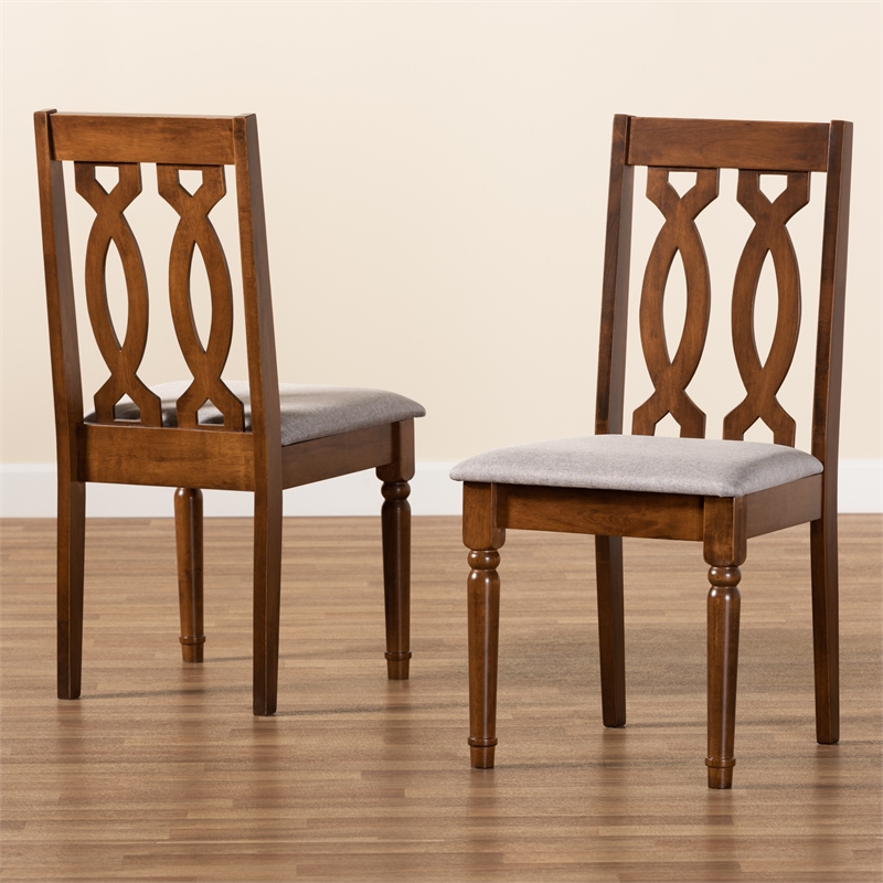 Baxton Studio Cherese Grey Walnut Brown Finished Wood 2-Piece Dining Chair Set