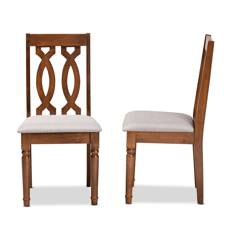 Baxton Studio Cherese Grey Walnut Brown Finished Wood 2-Piece Dining Chair Set