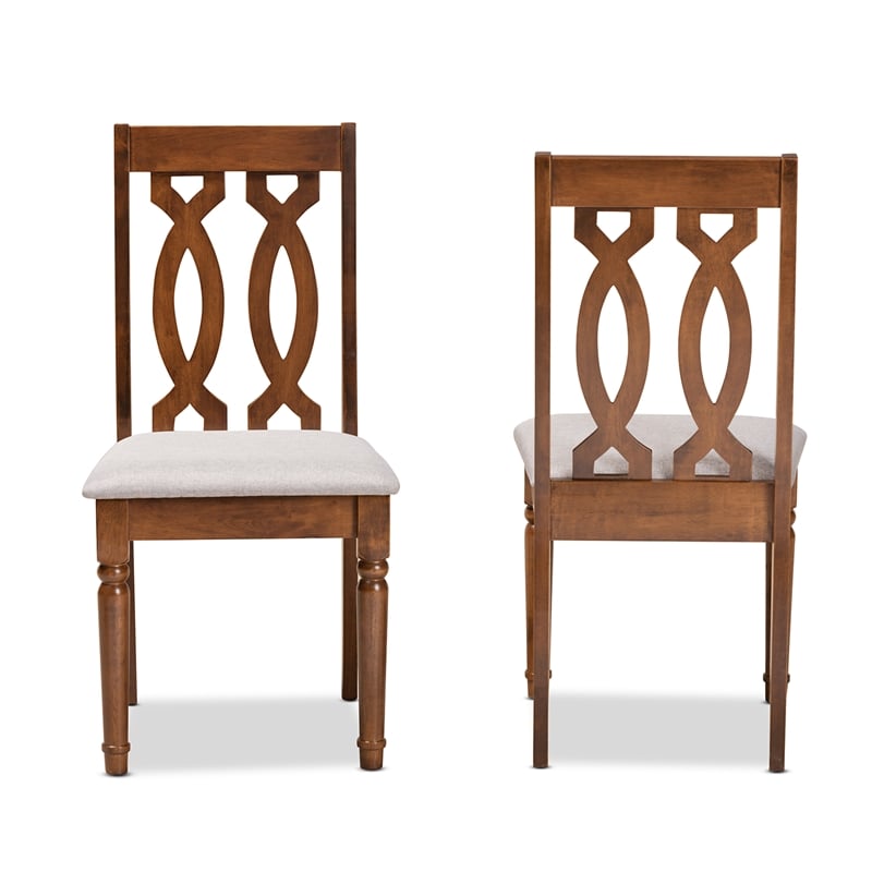 Baxton Studio Cherese Grey Walnut Brown Finished Wood 2-Piece Dining Chair Set