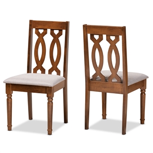Baxton Studio Cherese Grey Walnut Brown Finished Wood 2-Piece Dining Chair Set