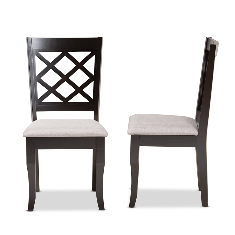 Baxton Studio Verner Grey Dark Brown Finished Wood 2-Piece Dining Chair Set