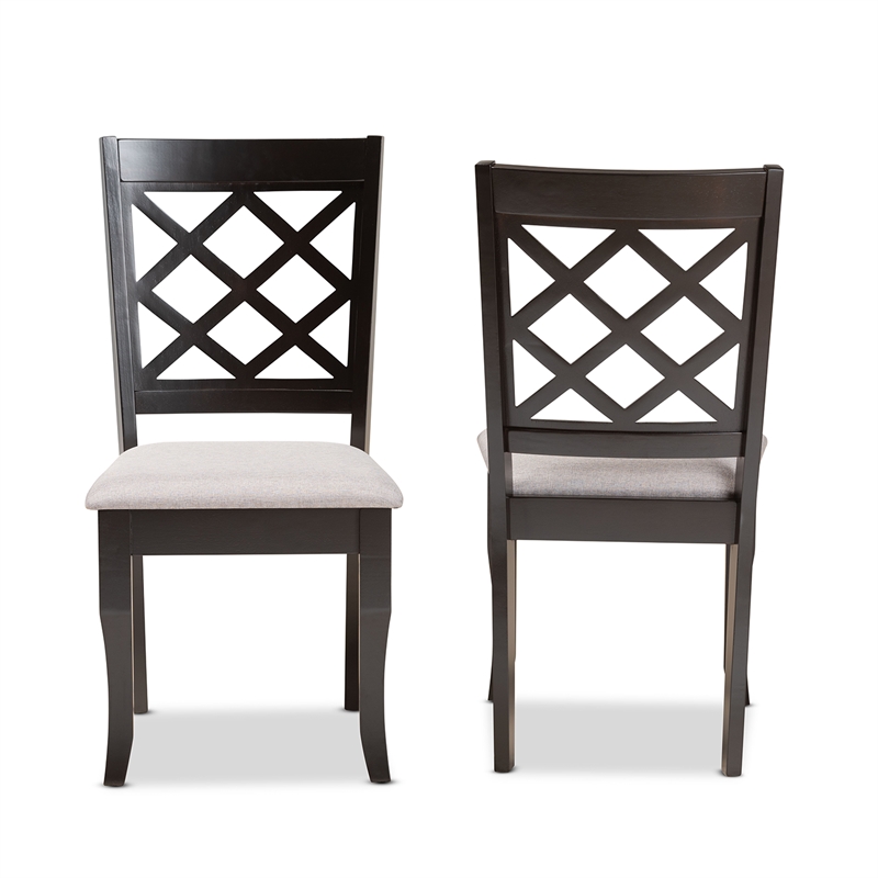 Baxton Studio Verner Grey Dark Brown Finished Wood 2-Piece Dining Chair Set