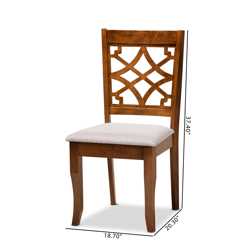 Baxton Studio Mael Grey Walnut Brown Finished Wood 2-Piece Dining Chair Set