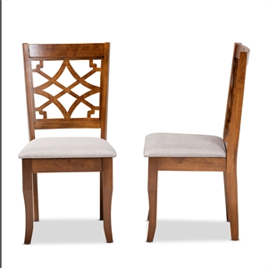 Baxton Studio Mael Grey Walnut Brown Finished Wood 2-Piece Dining Chair Set