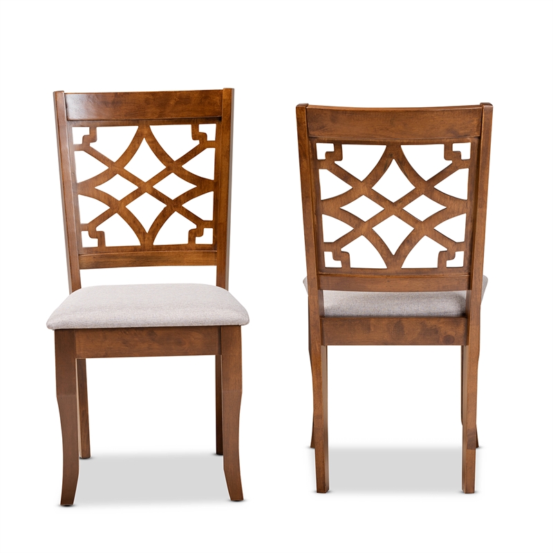 Baxton Studio Mael Grey Walnut Brown Finished Wood 2-Piece Dining Chair Set