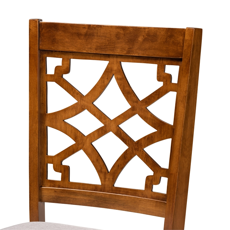 Baxton Studio Mael Grey Walnut Brown Finished Wood 2-Piece Dining Chair Set