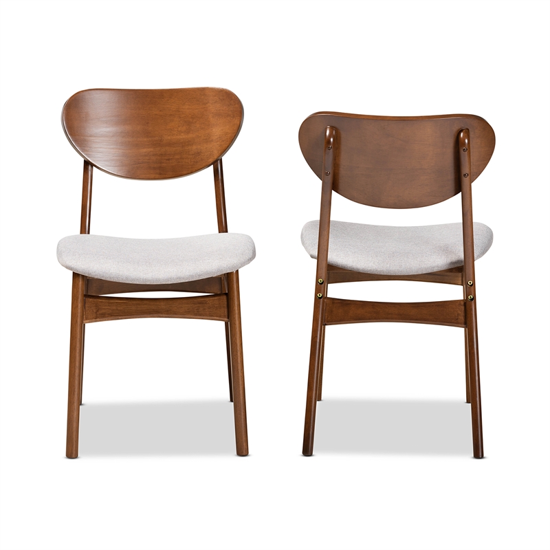 Baxton Studio Katya Grey Walnut Brown Finished Wood 2-Piece Dining Chair Set