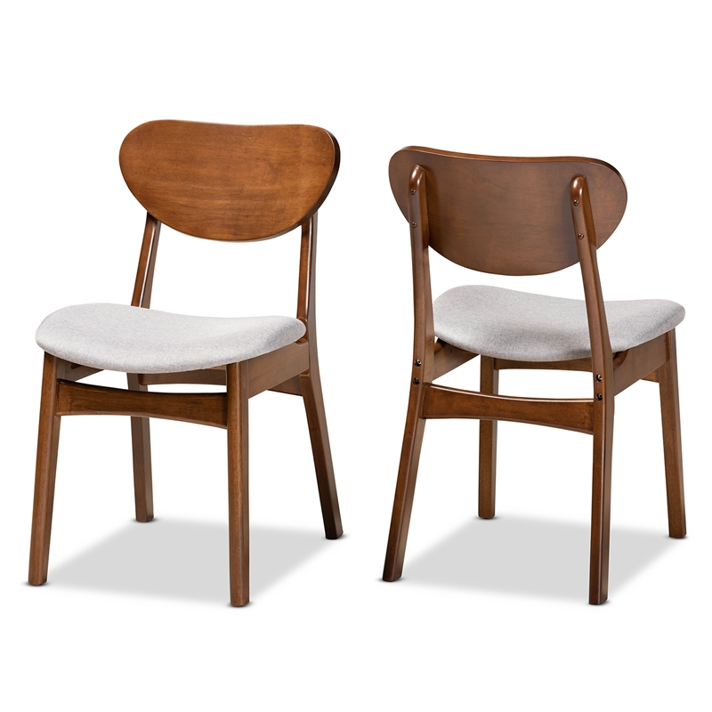 Baxton Studio Katya Grey Walnut Brown Finished Wood 2-Piece Dining Chair Set