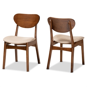 baxton studio katya sand walnut brown finished wood 2-piece dining chair set