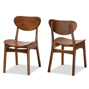 baxton studio katya walnut brown finished wood 2-piece dining chair set
