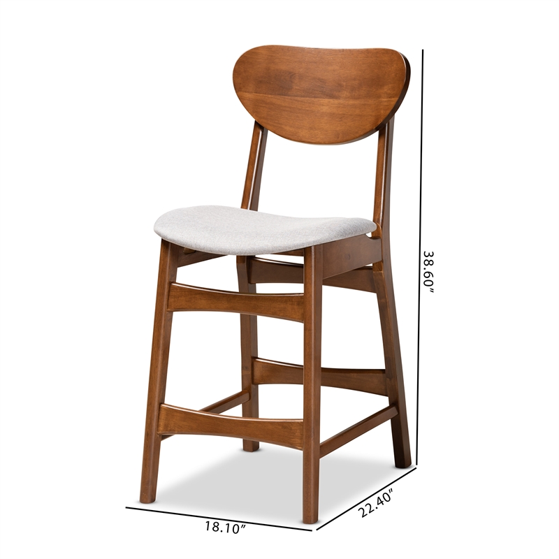 Baxton Studio Katya Grey Walnut Brown Finished Wood 2-Piece Counter Stool Set