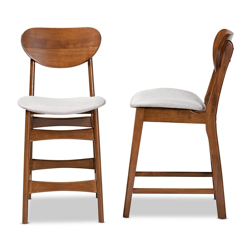 Baxton Studio Katya Grey Walnut Brown Finished Wood 2-Piece Counter Stool Set