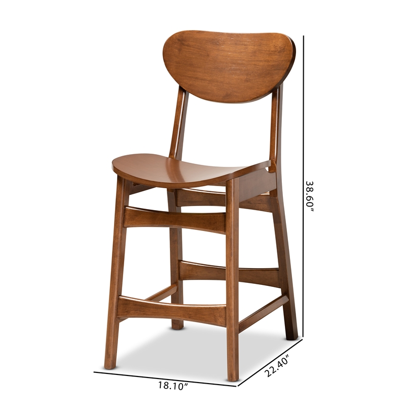 Baxton Studio Katya Brown Finished Wood 2-Piece Counter Stool Set