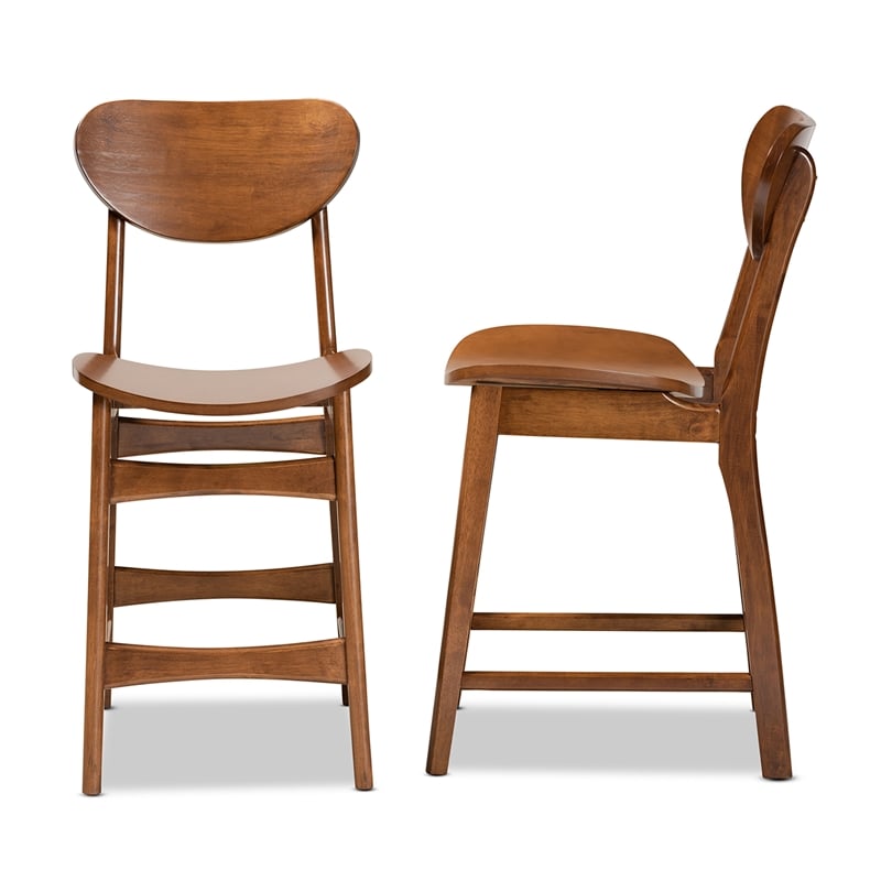 Baxton Studio Katya Brown Finished Wood 2-Piece Counter Stool Set