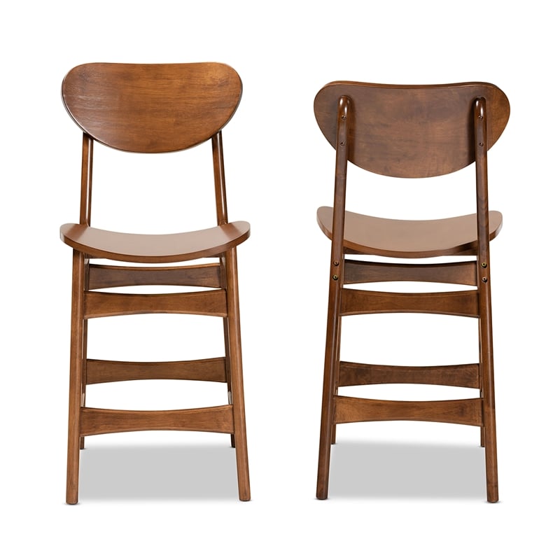 Baxton Studio Katya Brown Finished Wood 2-Piece Counter Stool Set