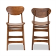 Baxton Studio Katya Brown Finished Wood 2-Piece Counter Stool Set