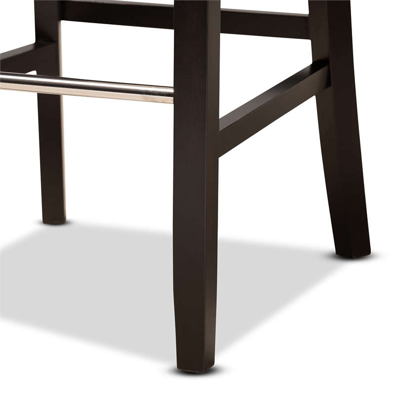 Baxton Studio Daphne Dark Grey Dark Brown Finished Wood 2-Piece Bar Stool Set