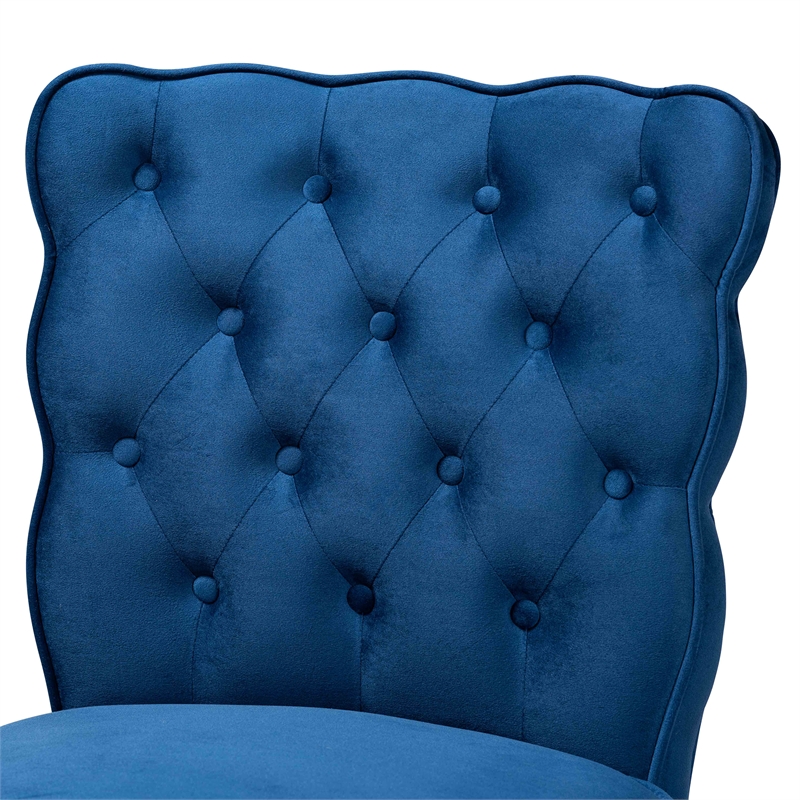 Baxton Studio Daphne Navy Blue Dark Brown Finished Wood 2-Piece Bar Stool Set