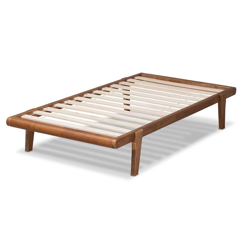 Baxton Studio Kaia Walnut Brown Finished Wood Twin Size Platform Bed Frame