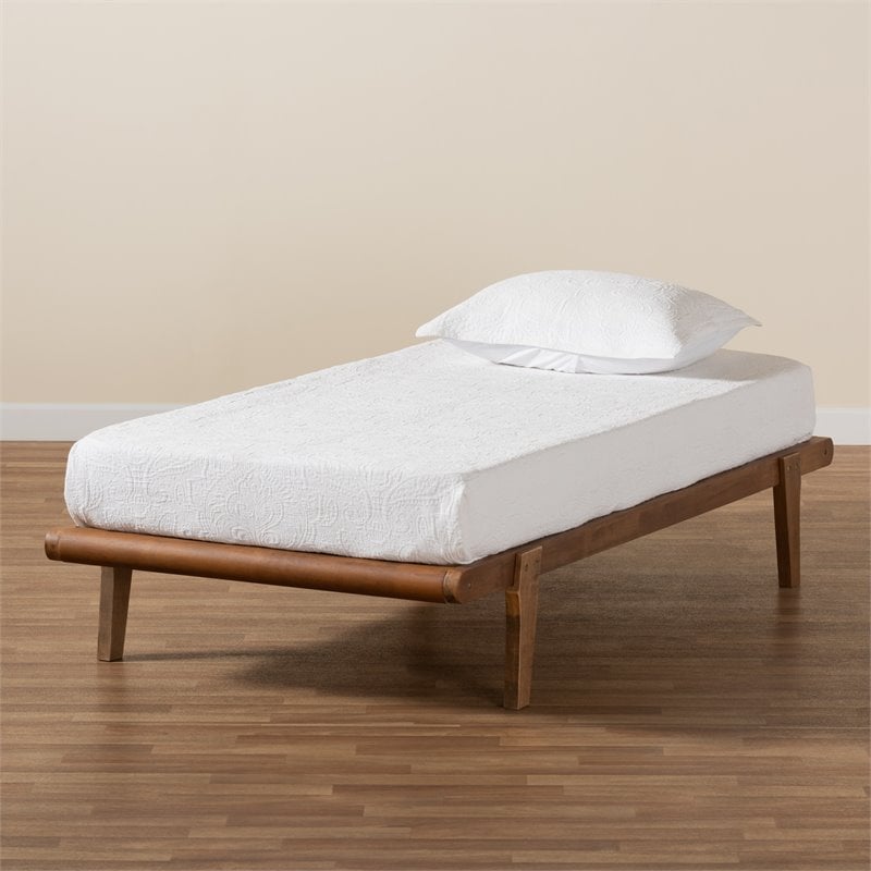 Baxton Studio Kaia Walnut Brown Finished Wood Twin Size Platform Bed Frame