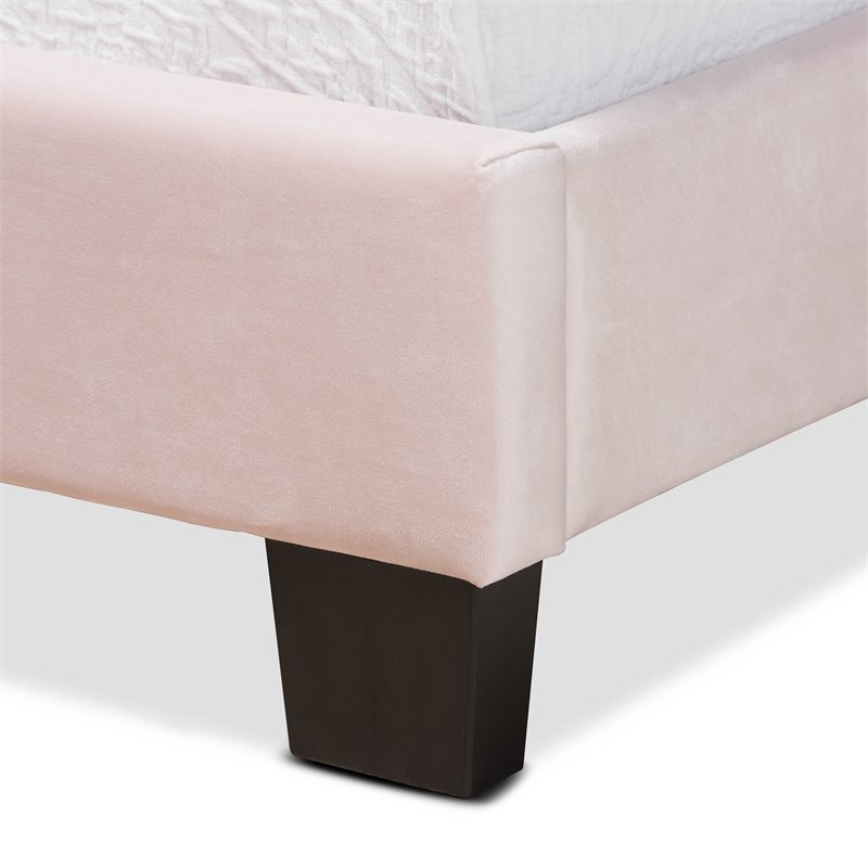 Baxton Studio Caprice Glam Light Pink Upholstered Twin Size Panel Bed