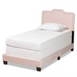Baxton Studio Benjen Glam Light Pink Upholstered Twin Size Panel Bed