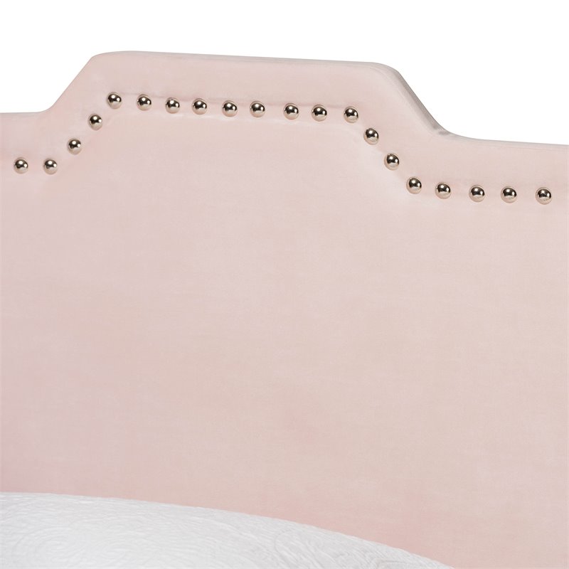 Baxton Studio Benjen Glam Light Pink Upholstered Twin Size Panel Bed