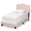 Baxton Studio Benjen Glam Light Pink Upholstered Twin Size Panel Bed