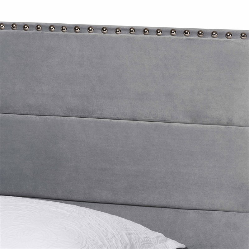 Baxton Studio Tamira Glam Grey Upholstered Twin Size Panel Bed