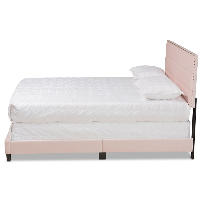 Baxton Studio Tamira Glam Light Pink Upholstered Full Size Panel Bed