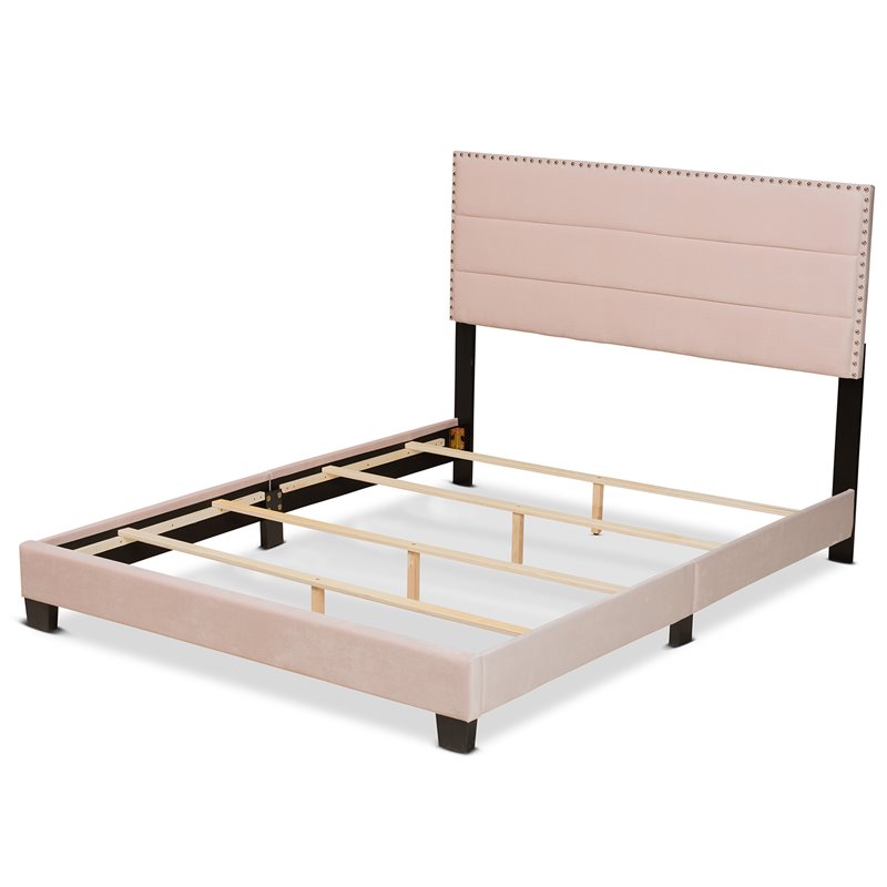 Baxton Studio Tamira Glam Light Pink Upholstered Full Size Panel Bed