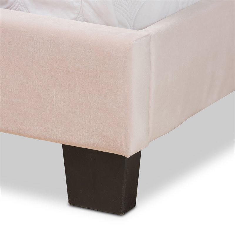 Baxton Studio Tamira Glam Light Pink Upholstered Full Size Panel Bed