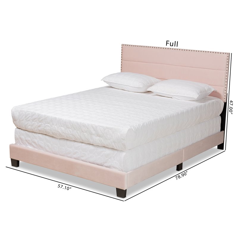Baxton Studio Tamira Glam Light Pink Upholstered Full Size Panel Bed