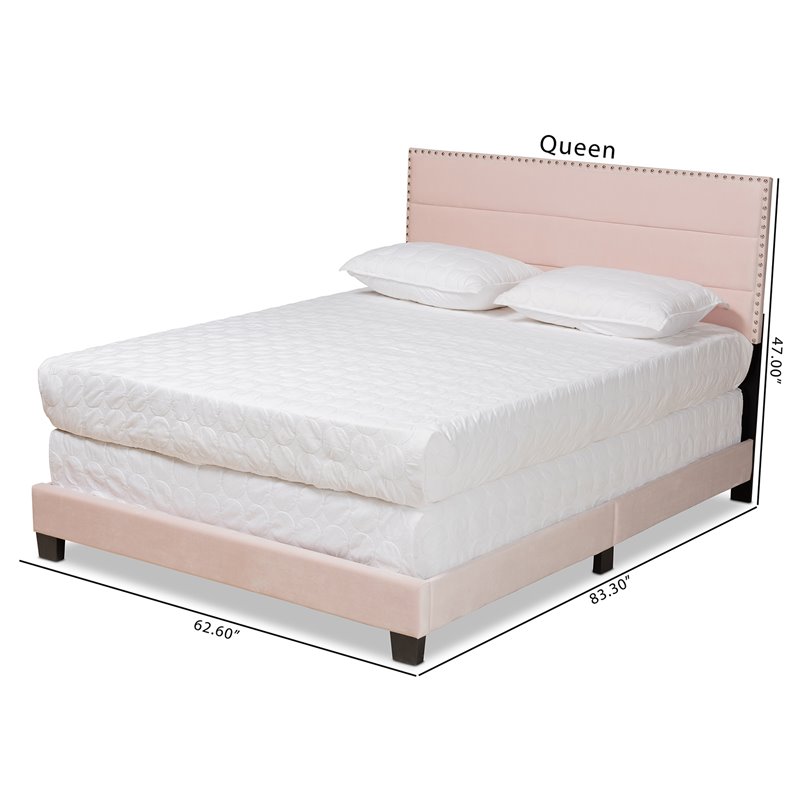 Baxton Studio Tamira Glam Light Pink Upholstered Full Size Panel Bed