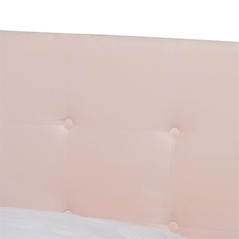 Baxton Studio Caprice Glam Light Pink Upholstered Queen Size Panel Bed