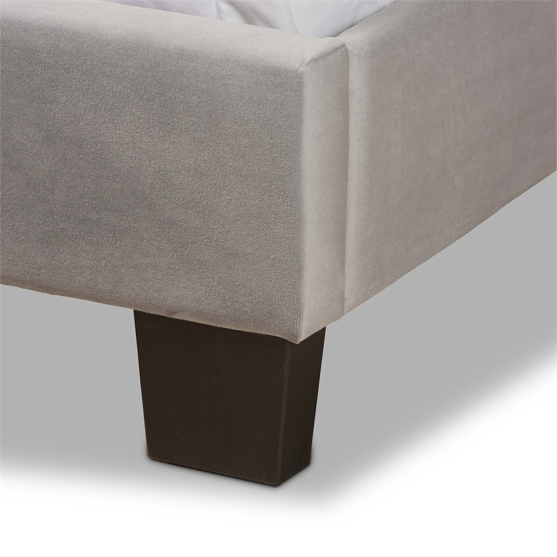 Baxton Studio Benjen Glam Grey Upholstered Queen Size Panel Bed