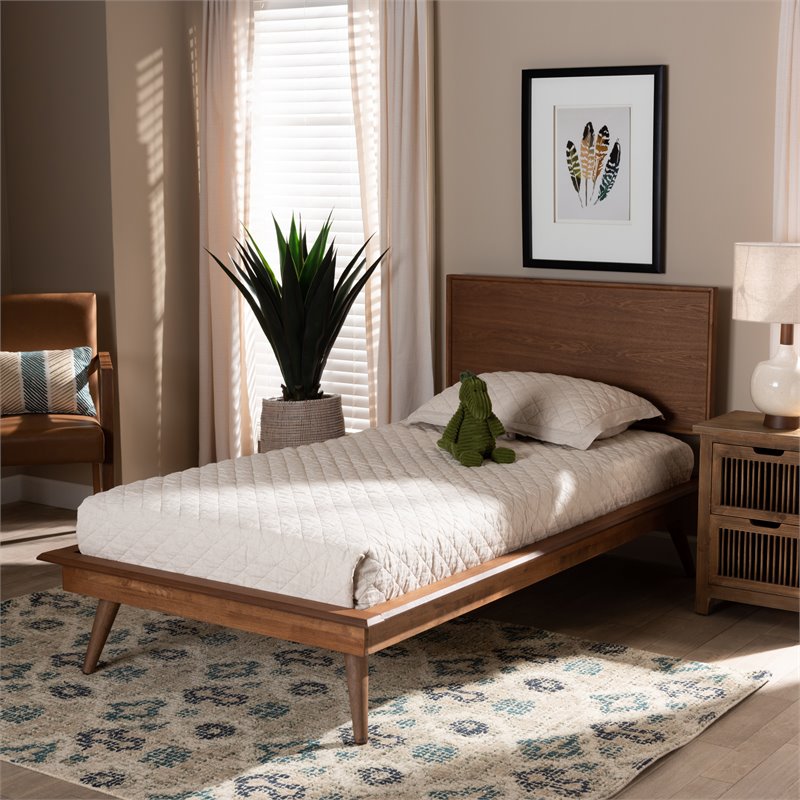 Baxton Studio Karine Walnut Brown Finished Wood Twin Size Platform Bed