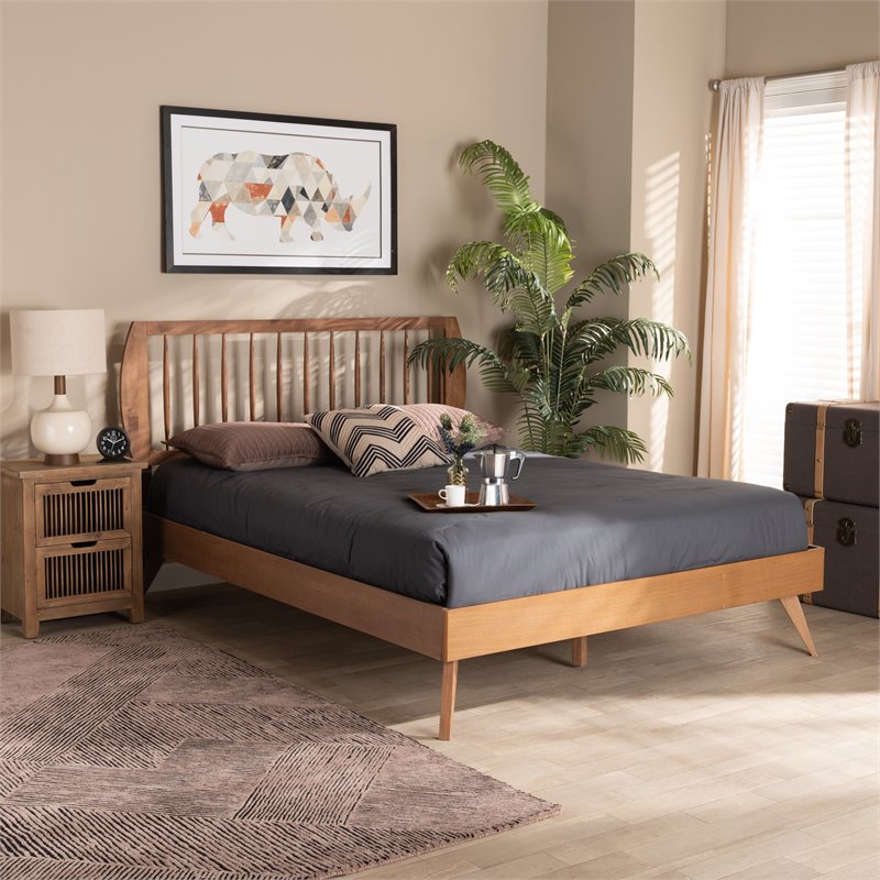 Baxton Studio Emiko Walnut Brown Finished Wood Full Size Platform Bed
