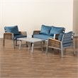 Baxton Studio Nicholson Blue Grey Brown Finished Patio Lounge Set