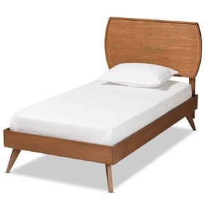 Baxton Studio Aimi Walnut Brown Finished Wood Twin Size Platform Bed