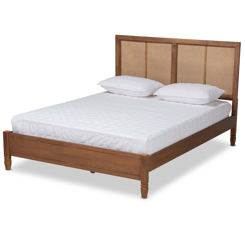 Baxton Studio Redmond Walnut Brown Finished Wood Queen Size Platform Bed
