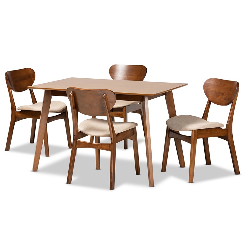 Baxton Studio Katya Sand Walnut Brown Finished Wood 5-Piece Dining Set